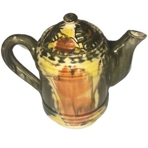 Vintage  MEXICO POTTERY TEAPOT Unique painted